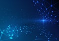 Abstract molecule on dark blue background. network for futuristic technology concept