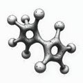 Abstract molecule illustration on white background. Scientific drawing of atomic structure chemical compound. Microscopic virus Royalty Free Stock Photo