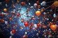 Abstract molecules background. Realistic molecule or atom structure