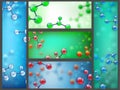 Abstract molecules banners. Science cell research, chemistry molecules and molecular structure banner vector Royalty Free Stock Photo