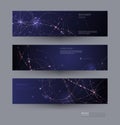 Abstract Molecules banners set with circle line,molecule structure. Vector design network communication background.