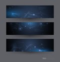 Abstract Molecules banners set.Futuristic digital science technology concept for web banner template or brochure