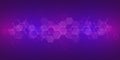 Abstract molecules on purple background. Molecular structures or chemical engineering, genetic research, technological