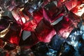 Abstract molten gemstone texture, radiant ruby and sapphire flows blending dynamically, bold and