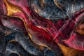 Abstract molten gemstone texture, radiant ruby and sapphire flows blending dynamically, bold and