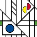 Abstract Mondrian style seamless vector pattern background. Fun colorful Bauhaus geometric diagonal grid on white Royalty Free Stock Photo