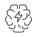 Abstract monochrome brainstorming icon vector illustration brain and thunder creativity intelligence