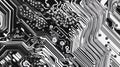 Abstract monochrome close-up of circuit board pathways Royalty Free Stock Photo