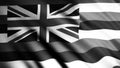 Abstract monochrome Hawaii flag fluttering in the wind, seamless loop. Animation. Waving in the breeze realistic texture