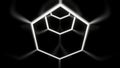 Abstract monochrome hexagon shapes creating effect of a tunnel. Design. Flying through neon frames. Royalty Free Stock Photo