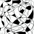 Abstract monochrome illustration featuring expressive black ink tangles Royalty Free Stock Photo