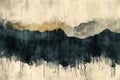 Abstract Monochrome Landscape Painting with Golden Horizon Royalty Free Stock Photo