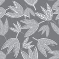 Abstract monochrome leaves wallpaper on black background