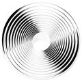 Abstract monochrome spiral, vortex with radial, radiating circle