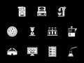 Microbiology laboratory white glyph icons