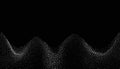 Abstract monochrome wave pattern formed by countless tiny white dots on black background Royalty Free Stock Photo