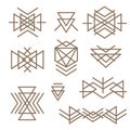 Abstract monotone geometric shapes with variety of pattern in aztec - mayan style for t-shirt, corporate business or