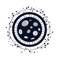 Abstract Moon or Microbe Icon with Craters, Circular Space or Laboratory Biological Science Design Royalty Free Stock Photo