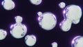 Abstract morphing chrome drops background. Metallic mirrored texture. Lava lamp style fluid flow. Sci-fi wallpaper