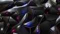 Abstract mosaic background, black metal polygons, triangle shapes purple blue metallic wallpaper Royalty Free Stock Photo
