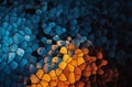 Abstract mosaic with a contrast of blue and orange. Royalty Free Stock Photo