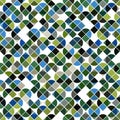 Abstract mosaic retro seamless pattern in green and blue colors. Royalty Free Stock Photo