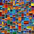 1284 Abstract Mosaic Tiles: A dynamic and vibrant background featuring abstract mosaic tiles in various shapes and colors, creat