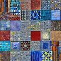 1284 Abstract Mosaic Tiles: A dynamic and vibrant background featuring abstract mosaic tiles in various shapes and colors, creat
