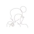 Abstract mother with a child in continuous one line drawing art style. Mother`s Day card Royalty Free Stock Photo