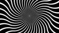 Abstract motion background with psychedelic twisting circles. Round striped black white lines.