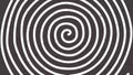 Abstract motion background with psychedelic twisting circles. Round striped black white lines.