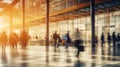 Abstract Motion Blur of Shoppers in a Modern Shopping Mall with Blurred Background