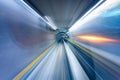 Abstract Motion Blurred of Metro Tunnel in Speed Movement Shot, Defocus Blur Background Royalty Free Stock Photo