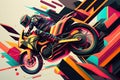 abstract motorcycle design featuring geometric shapes and bold lines