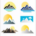 Abstract mountain and hills symbol set