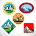 Abstract mountain and hills symbol set