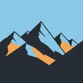 Abstract mountain landscape featuring sharp, angular peaks in shades of black, orange, and light Royalty Free Stock Photo