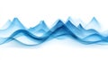 Abstract mountain landscape in flowing blue waves creating dynamic sense of movement showcasing surreal interpretation of