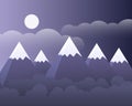 Abstract mountain landscape with forest and moon and clouds on p Royalty Free Stock Photo