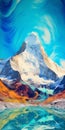 Abstract Mountain Painting On Canvas In Beeple Style