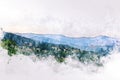 abstract mountain range on watercolor illustation paintingbackground on digital art concept