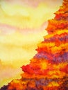 Abstract mountain volcano hell cliff watercolor painting illustration design