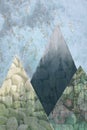 abstract mountains, geometric landscape, stone triangles