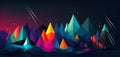 Abstract mountains ridges in geometric style background. Dark vector illustration