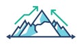 Abstract Mountains with Upward Graph Arrow, Business Growth & Progress, vector design Generative AI Royalty Free Stock Photo