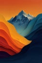 Abstract mountainscape with vibrant gradient tones and layered geometric textures Royalty Free Stock Photo