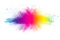 Abstract multi color powder explosion on white background. Royalty Free Stock Photo