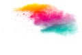 Abstract multi color powder explosion on white background. Royalty Free Stock Photo