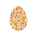 Abstract multi color textured Easter egg isolated on white background. Hand drawn pattern of circles, rounds, dots and lines Royalty Free Stock Photo