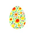 Abstract multi color textured Easter egg isolated on white background. Hand drawn pattern of circles, rounds, dots and lines Royalty Free Stock Photo